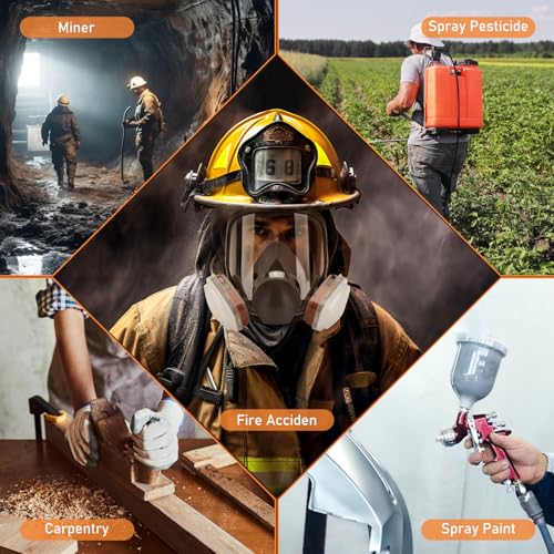 Reusable Respirator full Face Gas Cover, Organic Vapor Mask and Anti-fog, for Painting, mechanical polishing, logging, welding, Against Dust, Staining, Sanding & Cutting