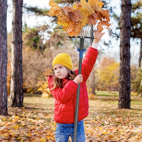 5 Ft Adjustable Metal Leaf Rake with Expandable Head - Heavy Duty Garden Tool