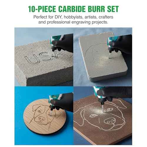 1/8" Carbide Burr Set ? 10 Pcs Double Cut Die Grinder Bits for Milling, Carving, Engraving, Drilling Wood & Metals ? YG-8x Carbide Drill Bit Set for Rotary Tools & Die Grinders