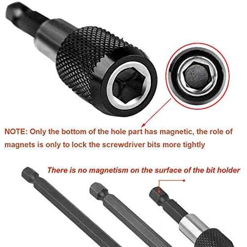 3Pcs 1/4 Inch Hex Shank Magnetic Drill Bit Extension Quick Release Screwdriver Nut Drill Bit Holder Extension Kit Set for Impact Driver Bits -2/4/ 6 Inch Length