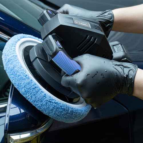 THINKWORK 6 Pcs Car Polishing Pad, Buffing Pad for 10 Inch Car Polisher, Microfiber Wax Applicator Pad for Car, Microfiber, Wool, Coral Fleece