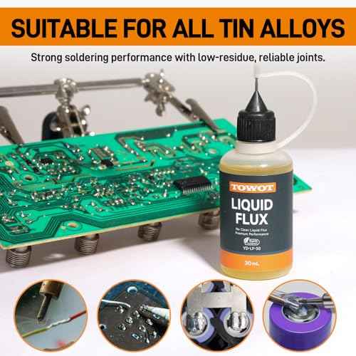 TOWOT Liquid Solder Flux, 30ml No-Clean Soldering Flux for Electronics, Lead-Free & Anti-Corrosion, High Purity Rosin Solder Flux for PCB, Copper, Silver