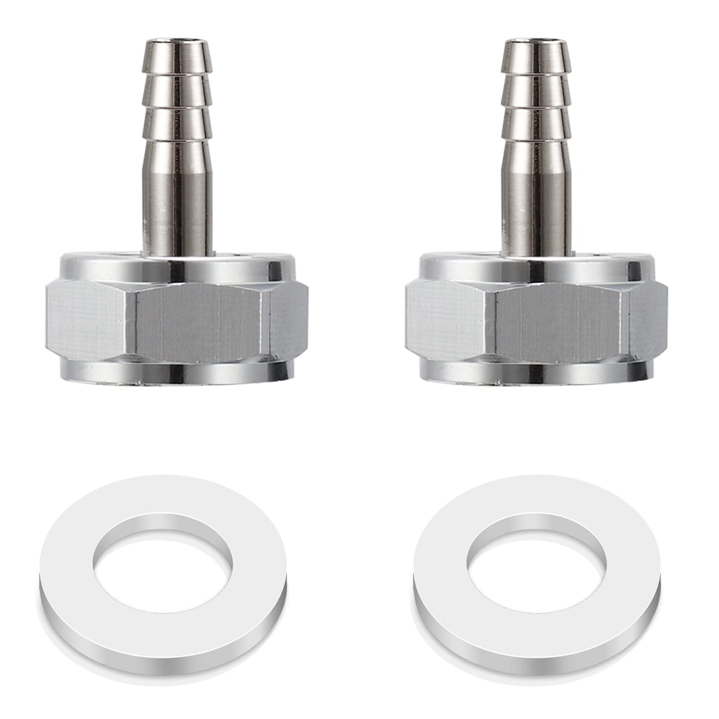 MRbrew Keg Coupler Barb Connector, Homebrew Kegerator Sankey Couplers O.D 1/4'' Chrome-Plated Brass Liquid Beer Line Tailpiece Nipple Fitting with Sealing Gasket Washer and G 5/8 Thread Hex Nut