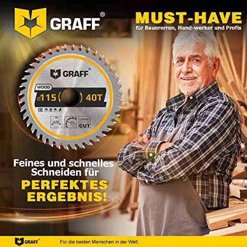 4-1/2 Inch Angle Grinder Circular Saw Blade for Wood, Plywood, Laminate, Drywall, Plastic ? 40-Teeth Wood Cutting Disc with 7/8 Inch Arbor from GRAFF