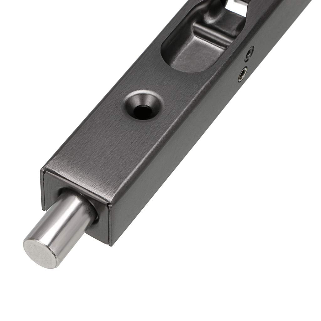 Sumnacon 2Pcs 6 Inch Door Bolts - Stainless Steel Concealed Security French Door Locks with Hardwares, Metal Flush Latch Bolts for Composite Wood Double Dummy Door, Black