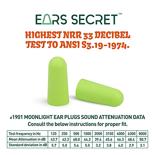 EARS SECRET Foam Ear Plugs for Sleeping, 100+3Pairs Earplugs 38dB Comfortable Ear Plugs for Sleeping Noise Cancelling, Travel, Snoring, Concert, Loud Noise, Shooting, Studying and Work