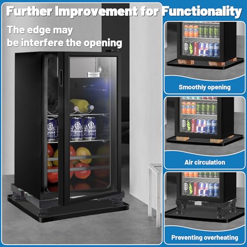 Nefish Mini Fridge Stand with 23.6 x 23.6 x 0.8 in Silicone Drip Tray – Black-Stand 23.6x26.6x0.8