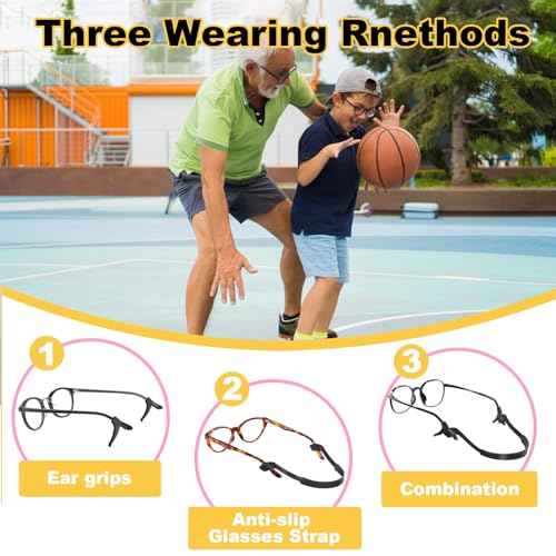 Kids Glasses Strap with Storage Box, 8 Pack Eyeglass Sunglasses String Strap Holder Eyewear Retainer, Silicone Elastic Sports Toddlers Glasses Strap with Ear Grips 8 Colors