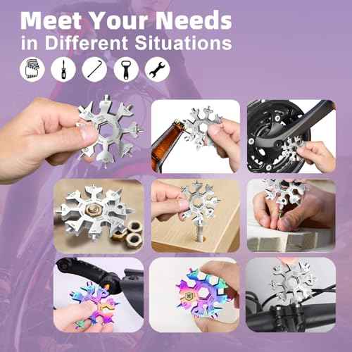 Vickay 18 in 1 Snowflake Multi Tool, Phillips Flat Screwdriver Kit/Wrench/Bottle Opener, EDC Camping Gear, Gifts for Men (Silver)