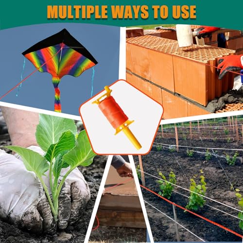Reloadable Line Reel,Mason Line String line with Handle, 600 Ft Length Nylon Twine,18 Braided Nylon String for Gardening Or Masonry Tools,Outdoor Kite£¬Twine String for Gardening Fluorescent Orange
