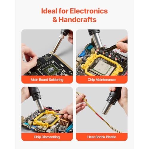 VEVOR 2-in-1 Hot Air Rework Station & Soldering Station, 750W Digital Rework and Soldering Iron Station with Adjustable Temps & Airflow, ¡É/¢µ Conversion, 3 Hot Air Nozzles for Electronics Repairing