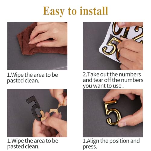 Opasyo Gold 2-inch Self-Adhesive 3D Mailbox Numbers Set - 30 Pieces