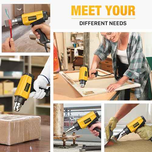 SEEKONE 1800W Heat Gun Compact Design Heavy Duty Hot Air Gun 122¢µ-1202¢µ£¨50¡É- 650¡ɣ©Variable Temperature Control for 2 Speed Settings with 4 Nozzels for Crafts, Vinyl Wrap, Shrink Tubing