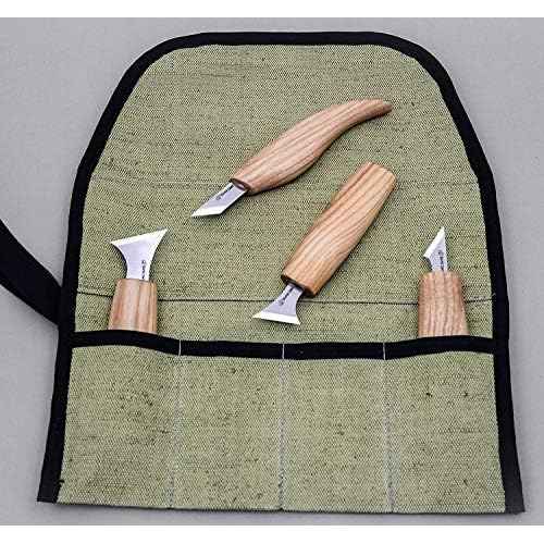 BeaverCraft TR4 Rolling small tool up organizer bag 4 pockets wrench roll up pouch gear roll up tool pouch for knives and chisels storage with 4 slots