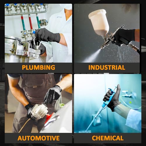 Working Nitrile Gloves, 10 Mil Thick, 3D Diamond Texture, Puncture & Tear Resistant, Latex Free, Powder Free