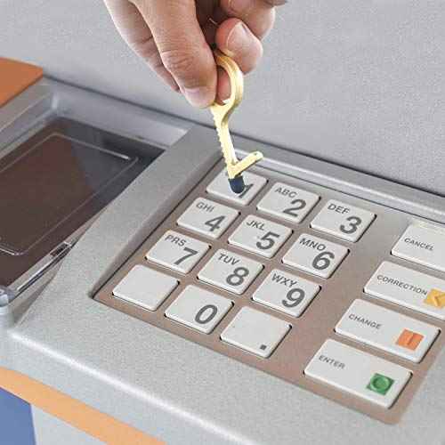 3pcs Brass Door Opener Keychain Tool - Touchless Key for Handles, Button Pusher Stylus, and Key Ring - Handy Utility Tool - by Mobi Lock