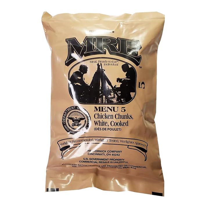 Military MRE Single Meal with Chicken Chunks - Inspection Date May 2025 or Newer