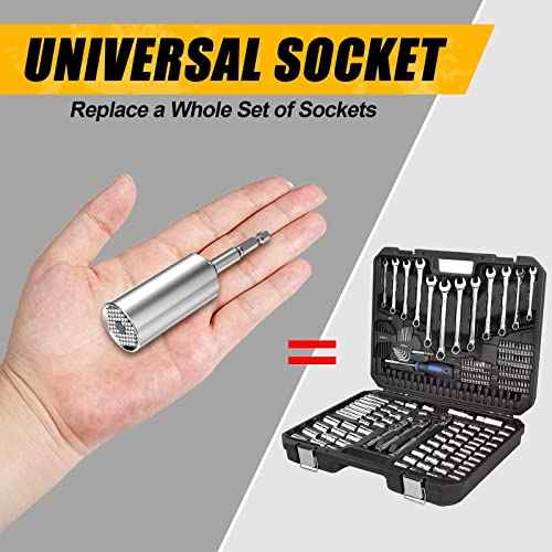 Stocking Stuffers for Adults Men, Super Universal Socket Tools Gifts Socket Set with Power Drill Adapter(7-19 Mm) Christmas Gifts for Men Dad Handyman Husband Him, Cool Gadgets