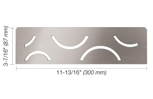 Schluter Rectangular Shelf for Prefabricated Kerdi Board SN/-SNLT Niches - 4mm Thick, Curve Design, Stainless Steel Material, Brushed Stainless Steel Finish - SNS1D6EB