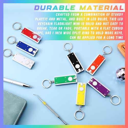 8 Pcs Mini Keychain Flashlight LED Keychain Light Bulk Small Flashlight for Outdoor Camping Hiking Equipment and Emergency Gift(Multicolor)