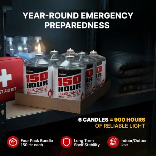 CATERPAX 6 Pack Emergency Candles 150 Hour Long Burn Power Outage Survival Light