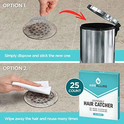 25 Pack, Disposable Shower Drain Hair Catcher Mesh Stickers