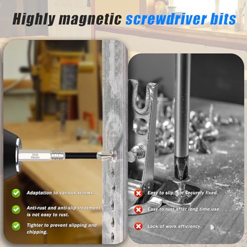 6 Pack High Magnetic Screwdriver Drill Bit Set, k5 Anti Slip bit, Electric Precision Screwdriver Set, 25 50 65 70 90 150mm