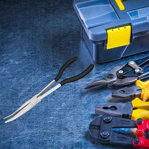 1 Piece 11 Inch Long Reach Pliers Set - Long Needle Nose Pliers Sets - 25, Degree Angle Designed for Mechanics, Technicians, and Contractors Milled-Jaws Steel