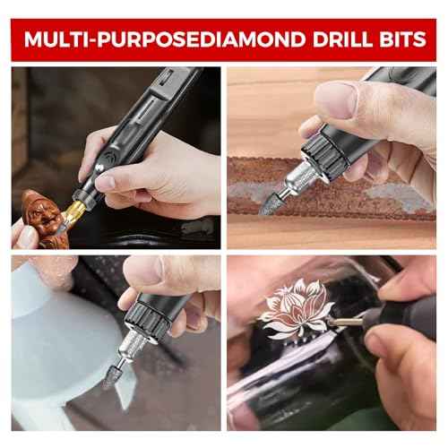 20PCS 120 Grit Diamond Grinding Bits, 1/8 Inch Shank for Dremel Rotary Tool, Engraving Carving Polishing Accessories for Stone Glass Ceramic Steel, Include Tool Bag & Storage Case