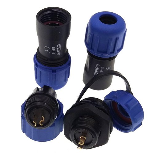 Weipu SP11 Waterproof Electrical Connectors 2pin Male Female Inline Cabel to Cable Power Plug and Socket Set, for ø4-6.5mm Wire Range Power Quick Connectors