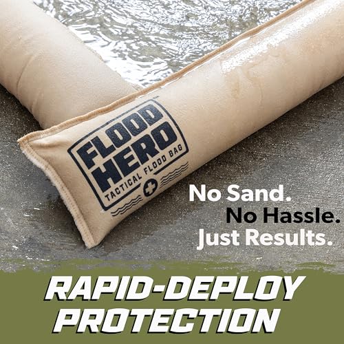 Flood Hero 6 ft Water-Activated Sandless Flood Barriers - 2 Pack for Home Flood Prevention