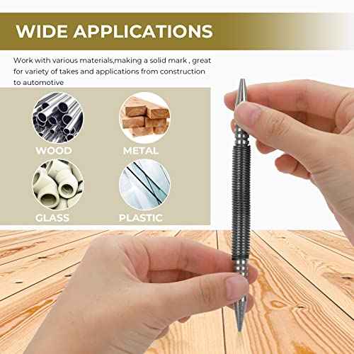 2 Pieces Spring Nail Set, Nail Set Tool and Hinge Pin Tool Dual Head Nail Setter Hammerless 1/8 1/16 and 1/32 Inch Spring Pin Punch Nail 3500 Psi Striking Force Door Pin Siding Removal Tool