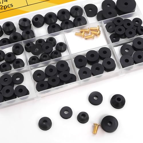 114-Piece Faucet Washers Assorted Kit for Hose Bibs - 12 Sizes with Brass Screws (NBRINGO)