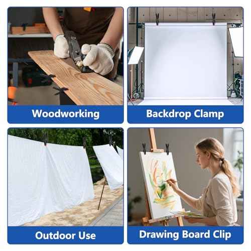 24 Pack 3.5 inch Plastic Spring Clamps, Black Heavy Duty Clips, Backdrop Clips, Plastic Clamps for Crafts, Backdrop Stand, Woodworking, Photography