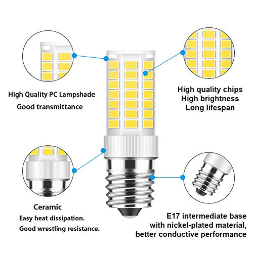 TAIYALOO E17 LED Dimmable Microwave Light Bulb 5W 6000K Daylight 40W Replacement 2-Pack