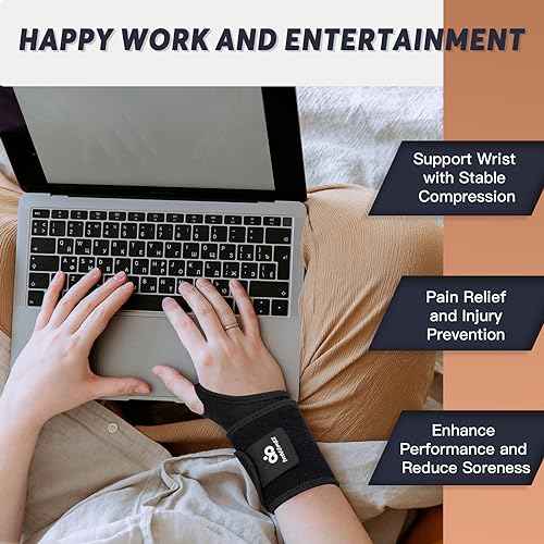 INDEEMAX Copper Carpal Tunnel Wrist Brace, 2 Pack Wrist Support Wraps for Men Women, Adjustable Compression Wrist Brace for Tendonitis, Pain Relief, Arthritis, Sports, Work, Sleeping, Both Hands,black