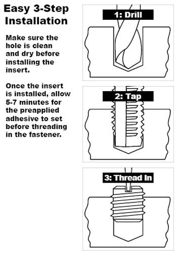 E-Z LOK EZ-329-6 Thread Repair Kit for Metal Carbon Steel Threaded Inserts 3/8-16 and Installation Tools