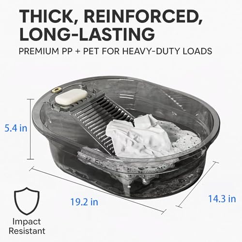 Gray 19in 2-in-1 Portable Hand Washing Basin with Washboard - Travel Laundry Tub