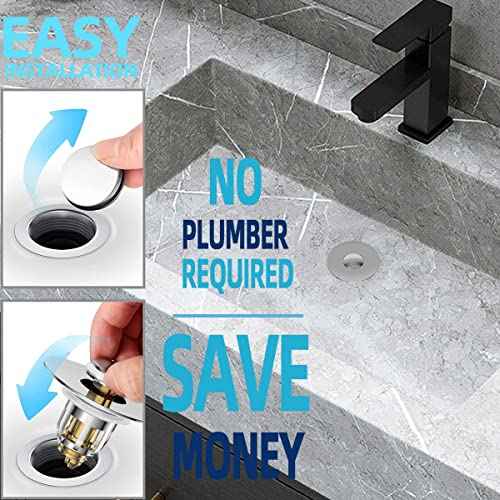 Universal 2 in 1 Bathroom Sink Stopper, Pop Up Bathroom Sink Drain Strainer with Anti-Clogging Filter Basket, Bathroom Drain Stopper Sink Plug for 1.06"-1.65" Basin Drain Holes