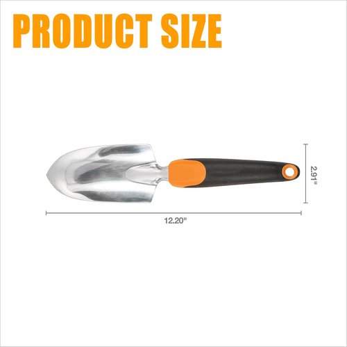 Heavy Duty Garden Trowel with Cast Aluminum Head, Ergonomic Handle for Digging and Planting, with Hanging Hole