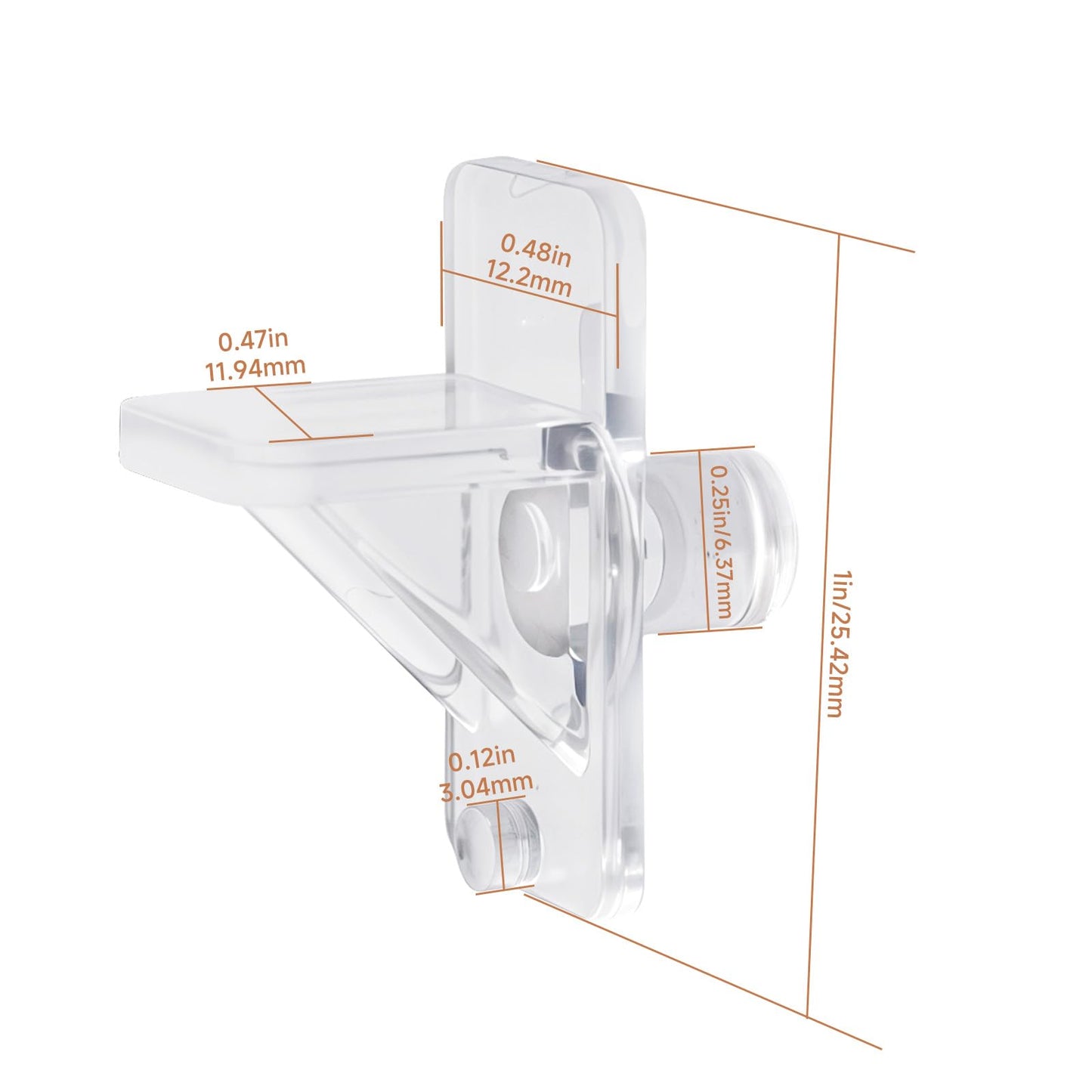 Cutetool (50 Pack) U10136 Shelf Support Pegs 1/4 Inch, Clear Plastic Cabinet Shelf Holders, L-Shaped Support Pins for Bookcase, Cabinet, Furniture 6.35mm Shelf Holes