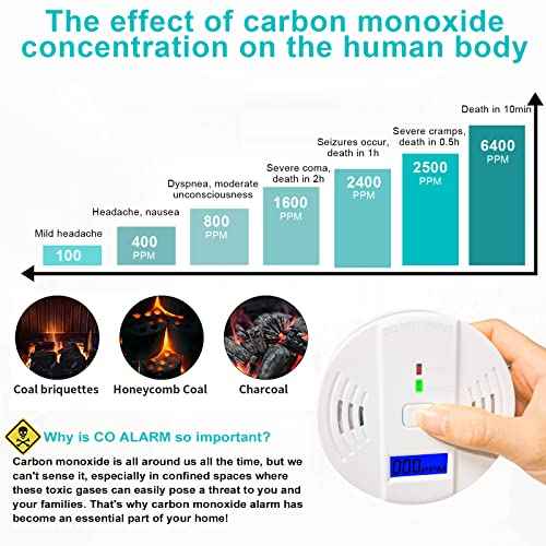 Carbon Monoxide Detectors, CO Detector Battery Powered, Carbon Monoxide Alarm with Sensitive CO Sensor,CO Alarm with Digital Display & Sound Warning for Home£¬Kitchen£¬Warehouse