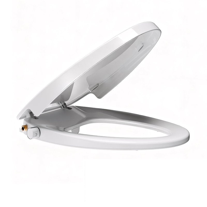 WITMYA Elongated Bidet Toilet Seat with Soft-Close Lid, Self-Cleaning Dual Nozzles, Non-Electric Bidet Seat with Adjustable Water Pressure, White Toilet Seat for Elongated Toilets with Brass
