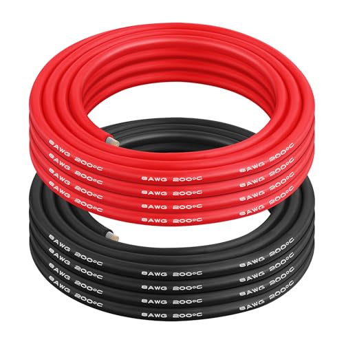 Beffkkip 8 AWG Silicone Wire 10ft Red & Black - Tinned Copper, High Temp Flex