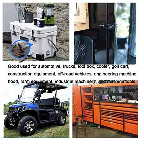 Rubber Flexible T-Handle Hasp Draw Latch for Tool Box, Cooler, Golf Cart or Engineering Machine Hood (Black, 2 PCS)