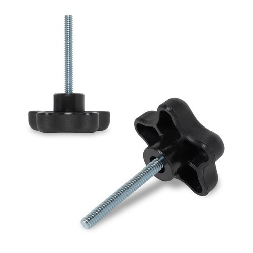 POWERTEC 5 Pack 1/4"-20 5 Star Knobs with 2" Threaded Stud, Thumb Screw Knobs with bolts for Lawn Mower, Umbrella Base, Woodworking Tools & Jigs, Clamps (QNB3010)