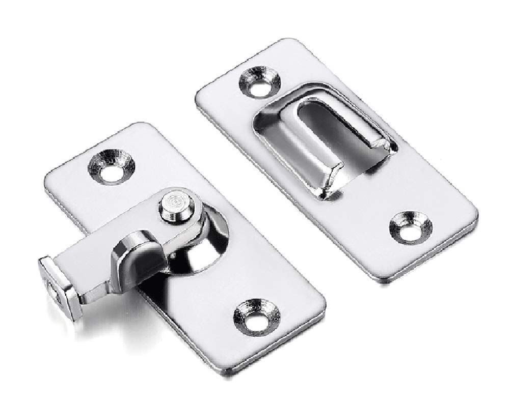 dingchi Door Hasp Latch 90 Degree, Stainless Steel Safety Angle Locking Latch for Push/Sliding/Barn Door, Satin Nickel