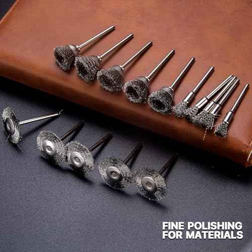 15 Pieces Stainless Steel Wire Brushes, Wire Brush Wheel, Steel Wire Polishing Wheel Kits for Dremel Rotary Tools (1/8 Inch Mandrel)