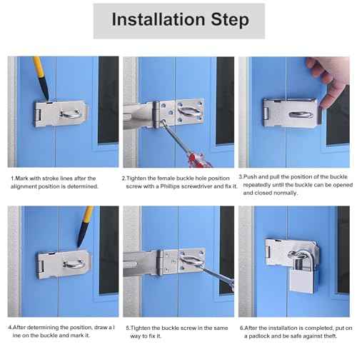 Tnisesm 2 Pack Door Hasp Latch Lock with Combination Lock&Keys Lock, 5 Inch 304 Stainless Steel Safety Packlock Clasp Hasp Lock Latch Extra Thick Gate Lock Hasp with Screws Brushed Finish