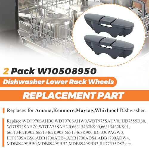 Beaquicy W10508950 Dishwasher Rack Stop Clips for Whirlpool/Kenmore (2-Pack)